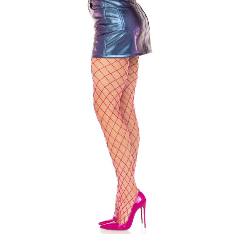 LEG AVENUE - DIAMOND FISHNET PINK TIGHTS