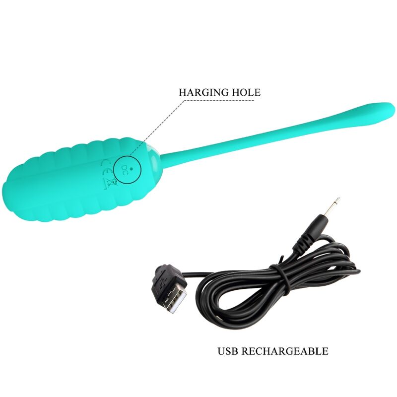 PRETTY LOVE - KIRK AQUA GREEN RECHARGEABLE VIBRATING EGG