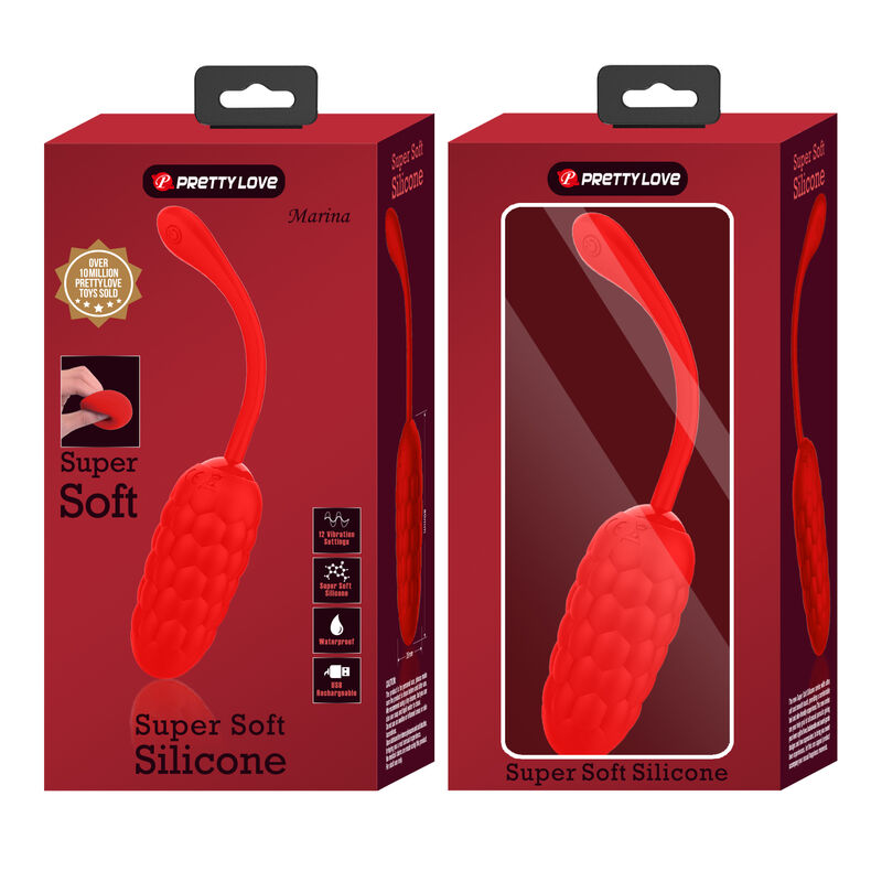 PRETTY LOVE - RED RECHARGEABLE NAVY TEXTURED VIBRATING EGG