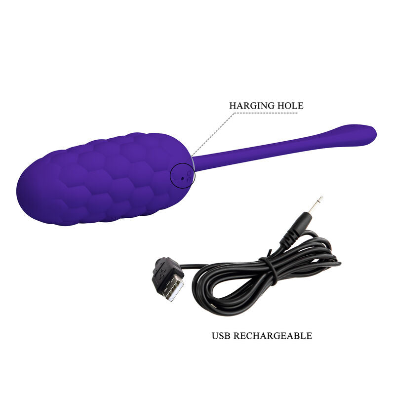 PRETTY LOVE - RECHARGEABLE VIBRATING EGG WITH MARINE TEXTURE PURPLE