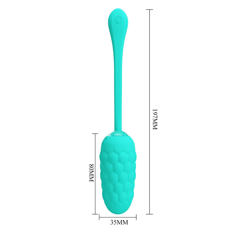 PRETTY LOVE - HUEVO VIBRADOR RECARGABLE VERDE AGUA CON TEXTURA MARINA