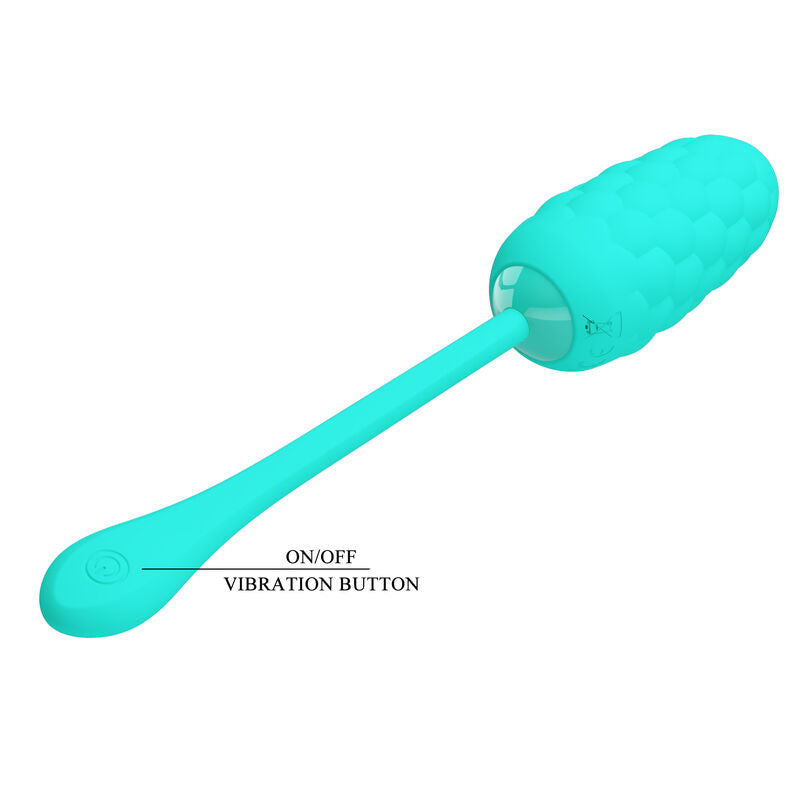 PRETTY LOVE - HUEVO VIBRADOR RECARGABLE VERDE AGUA CON TEXTURA MARINA