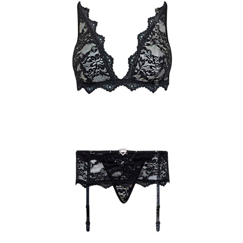 LIVCO CORSETTI FASHION - BELITA LC 90231 BRA + PANTIES + GARTER BELT BLACK S/M