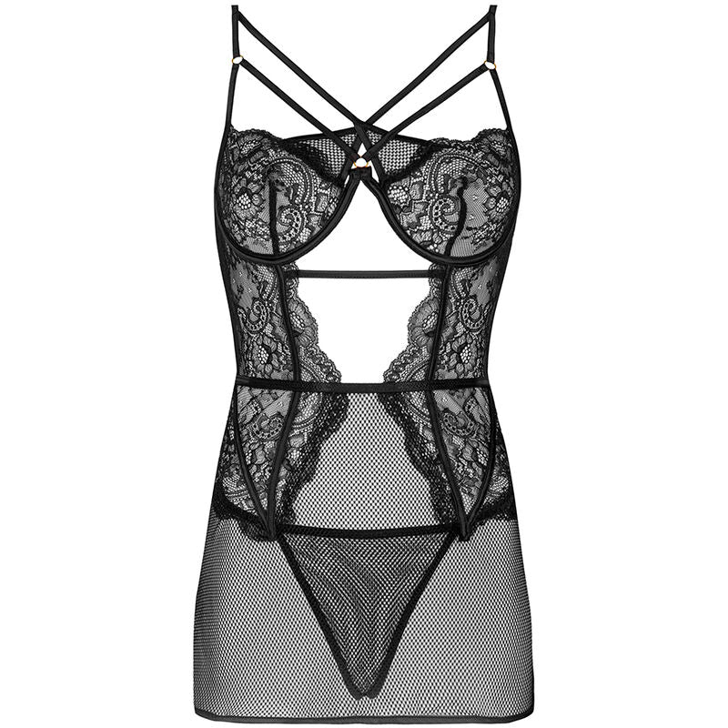 LIVCO CORSETTI FASHION - BARIRIN SHIRT LC 90633 + BLACK PANTIES L/XL