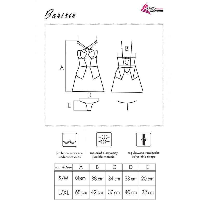 LIVCO CORSETTI FASHION - BARIRIN SHIRT LC 90633 + BLACK PANTIES L/XL