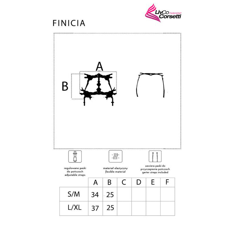 LIVCO CORSETTI FASHION - FINICIA LC90725 BLACK GATER BELT L/XL
