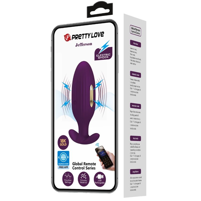 PRETTY LOVE - PURPLE JEFFERSON APP CONTROLLED BUTT PLUG