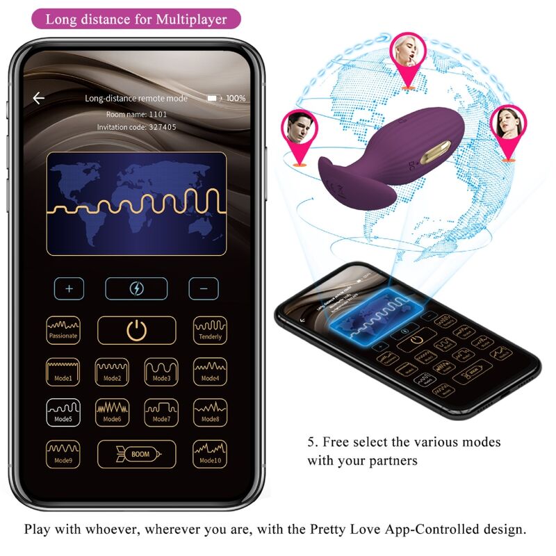 PRETTY LOVE - PURPLE JEFFERSON APP CONTROLLED BUTT PLUG
