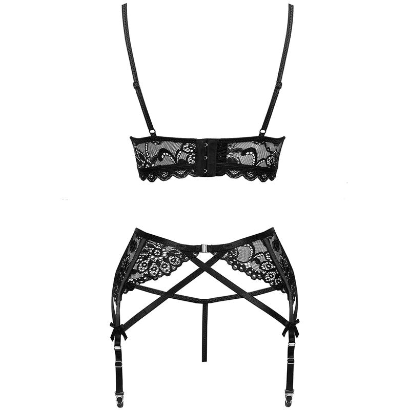 LIVCO CORSETTI FASHION - MORIDAM LC 90552 BRA + GARTER BELT + BLACK PANTIES