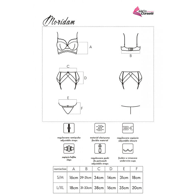 LIVCO CORSETTI FASHION - MORIDAM LC 90552 BRA + GARTER BELT + BLACK PANTIES