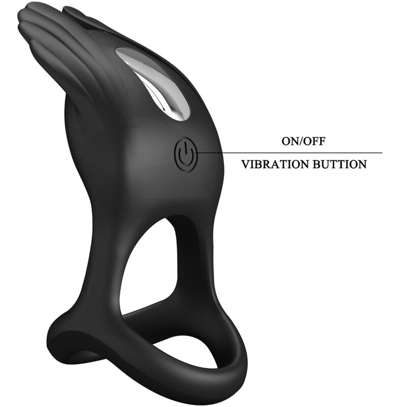 PRETTY LOVE - ANILLO VIBRADOR PARA EL PENE SILAS 7 VIBRACIONES SILICONA NEGRA