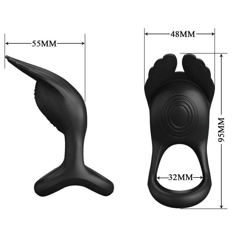 PRETTY LOVE - ANILLO VIBRADOR PARA EL PENE SILAS 7 VIBRACIONES SILICONA NEGRA