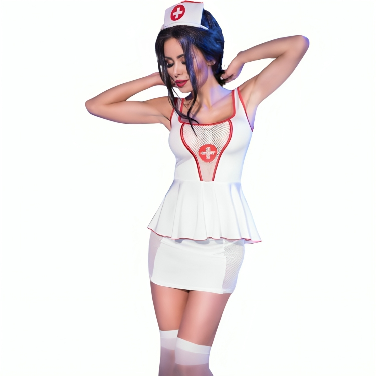CHILIROSE - CR 4160 NURSE COSTUME TOP AND SKIRT L/XL