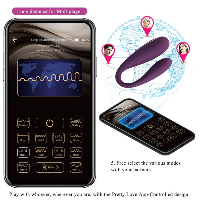 PRETTY LOVE - AUGUST GLOBAL REMOTE DUAL PLEASURE VIBRATOR