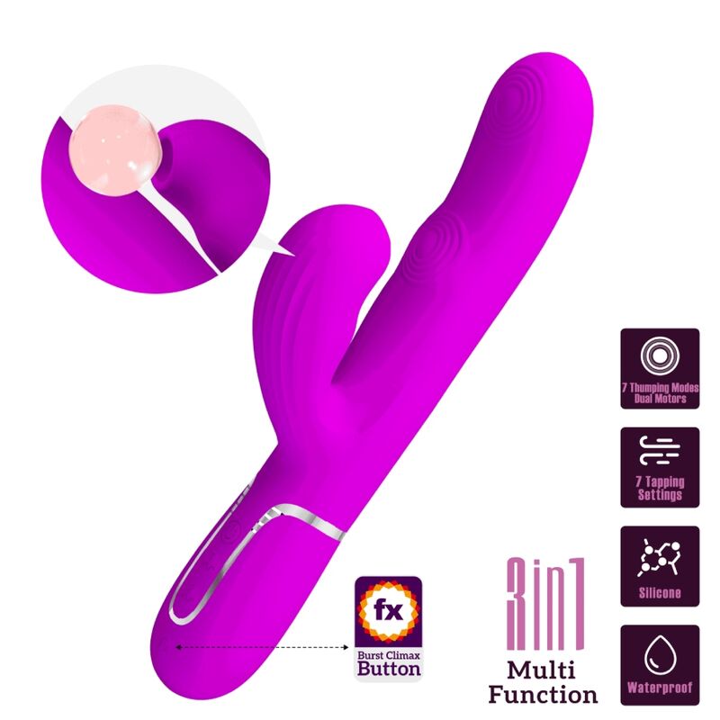 PRETTY LOVE - VIBRADOR MULTIFUNCIÓN 3 EN 1 PERLITA PUNTO G VIOLETA