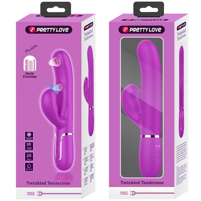 PRETTY LOVE - VIBRADOR MULTIFUNCIÓN 3 EN 1 PERLITA PUNTO G VIOLETA
