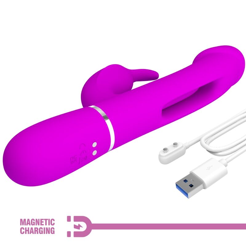 PRETTY LOVE - VIBRADOR CONEJO DEJON 3 EN 1 MULTIFUNCIÓN FUCSIA