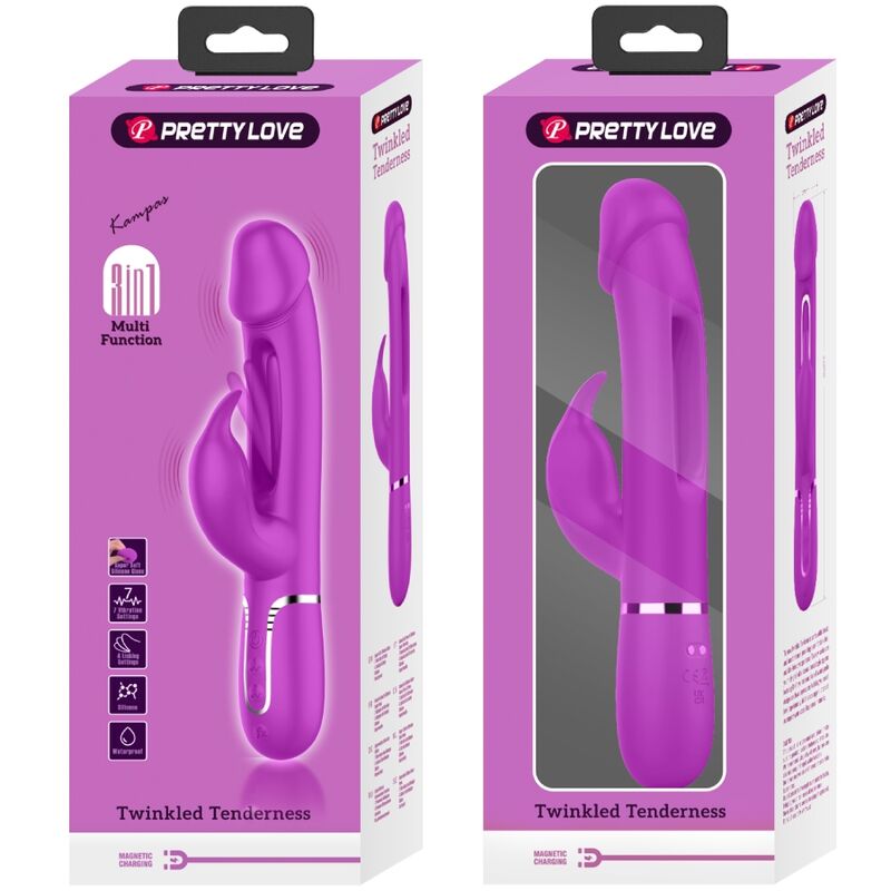 PRETTY LOVE - VIBRADOR CONEJO DEJON 3 EN 1 MULTIFUNCIÓN FUCSIA