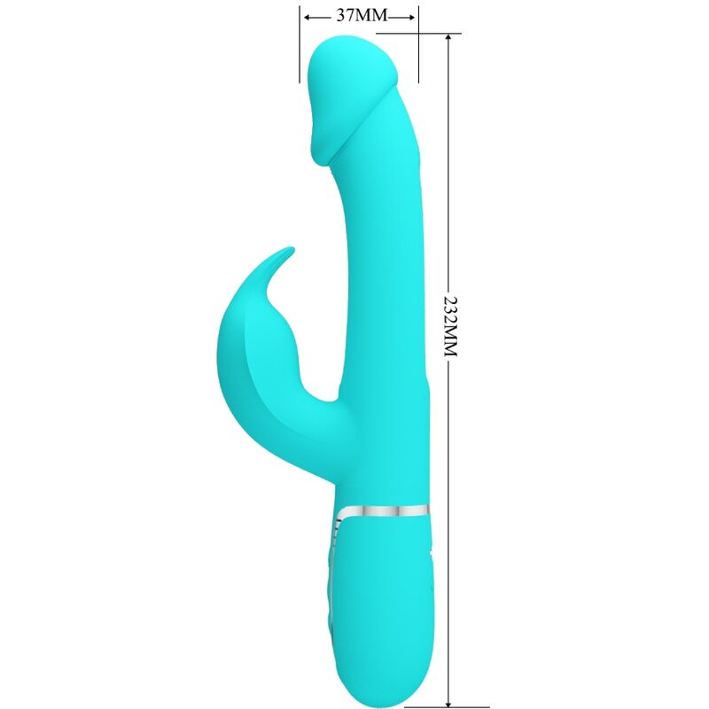 PRETTY LOVE - VIBRADOR CONEJO DEJON 3 EN 1 MULTIFUNCIÓN VERDE AGUA