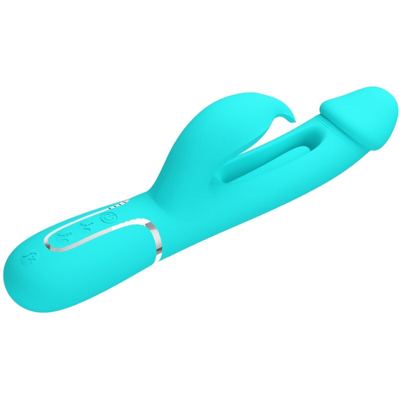 PRETTY LOVE - VIBRADOR CONEJO DEJON 3 EN 1 MULTIFUNCIÓN VERDE AGUA