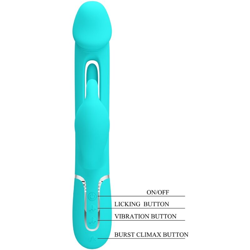 PRETTY LOVE - VIBRADOR CONEJO DEJON 3 EN 1 MULTIFUNCIÓN VERDE AGUA