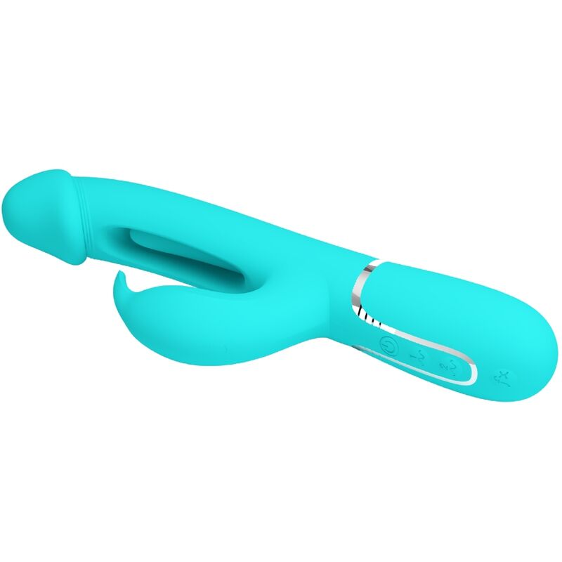 PRETTY LOVE - VIBRADOR CONEJO DEJON 3 EN 1 MULTIFUNCIÓN VERDE AGUA