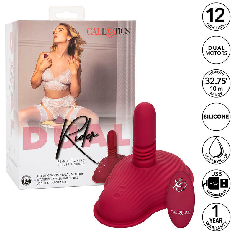 CALEXOTICS - RIDER MASSAGER DUAL MOTOR REMOTE CONTROL RED