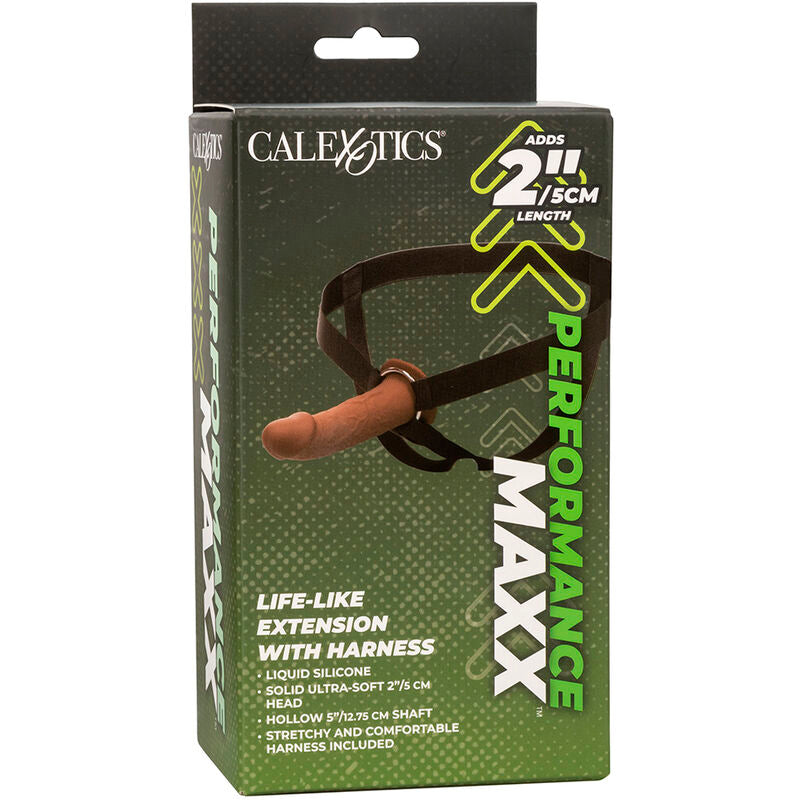 CALEXOTICS - PERFORMANCE MAXX LIFE-LIKE EXTENSION WITH BROWN LEATHER HARNESS