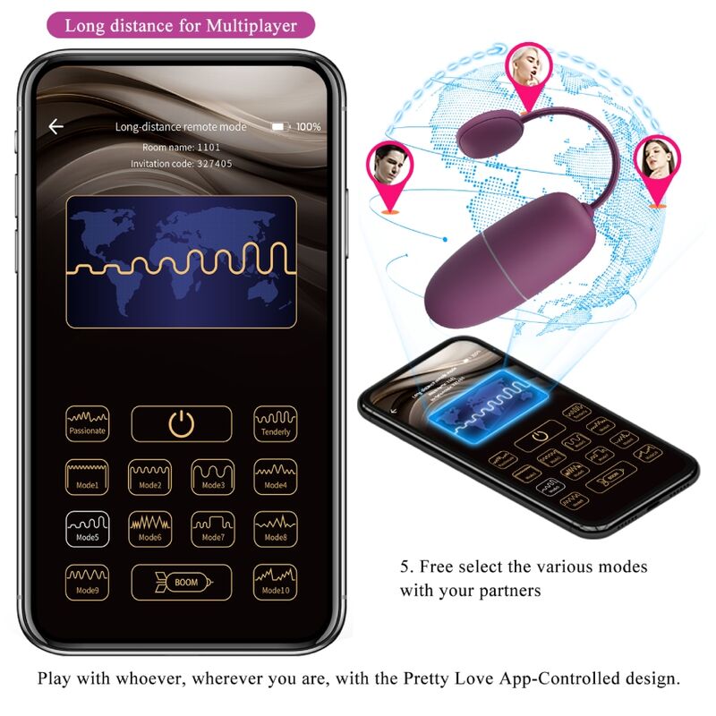 PRETTY LOVE - NYMPH VIBRATING EGG APP CONTROLLED PURPLE