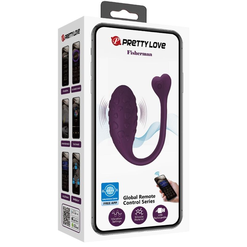 PRETTY LOVE - HUEVO VIBRADOR CONTROLADO POR APLICACIÓN FISHERMAN LILA