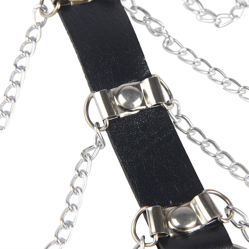 SUBBLIME - LEATHER CHAINS RA CHEST HARNESS BLACK ONE SIZE