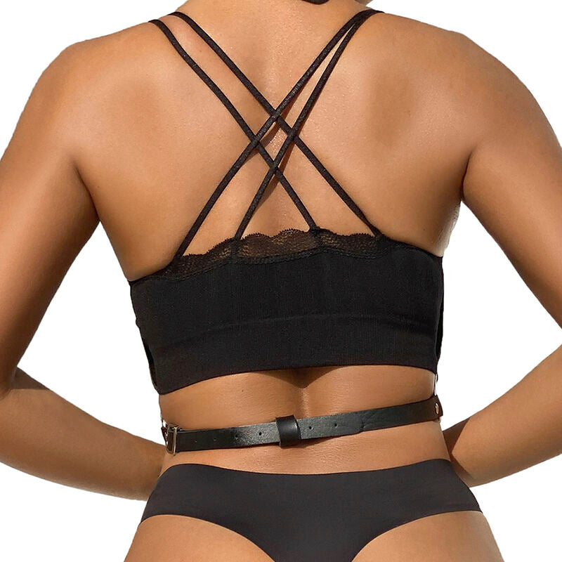 SUBBLIME - LEATHER CHAINS RA CHEST HARNESS BLACK ONE SIZE
