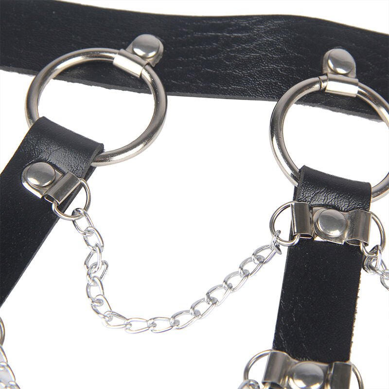 SUBBLIME - LEATHER CHAINS RA CHEST HARNESS BLACK ONE SIZE