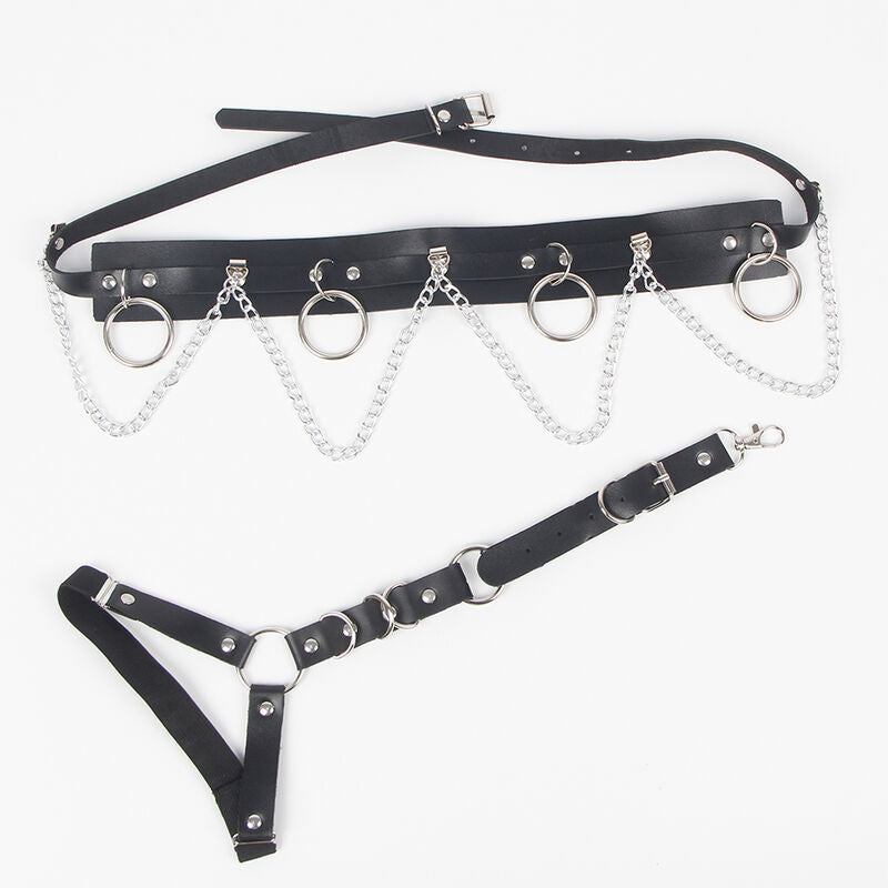 SUBBLIME - GARTER BELT AND HARNESS WITH RINGS AND CHAIN ​​DETAIL ONE SIZE FITS ALL