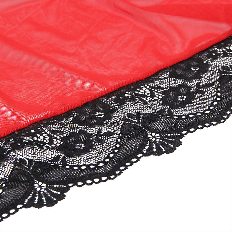 SUBBLIME - ROBE IN TRANSPARENT FABRIC WITH RED LACE DETAIL S/M