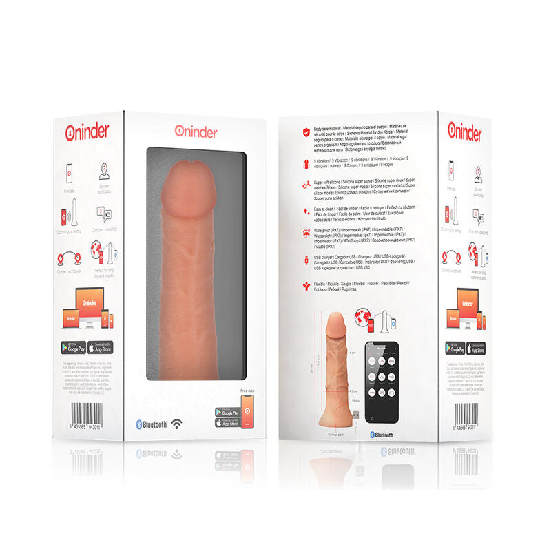 ONINDER - LARGE VIBRATOR BOGOTA DILDO 9 SPEEDS NATURAL 22 CM -O- 4.5 CM - FREE APP