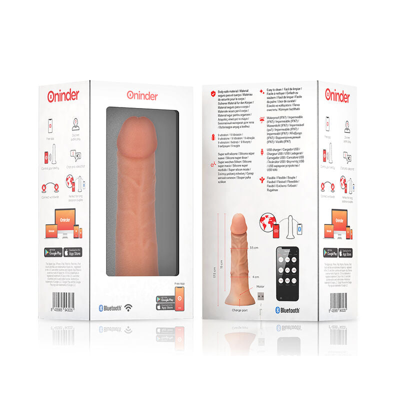 ONINDER - SMALL VIBRATOR BOGOTA DILDO 9 SPEEDS NATURAL 17.5 CM -O- 4 CM - FREE APP