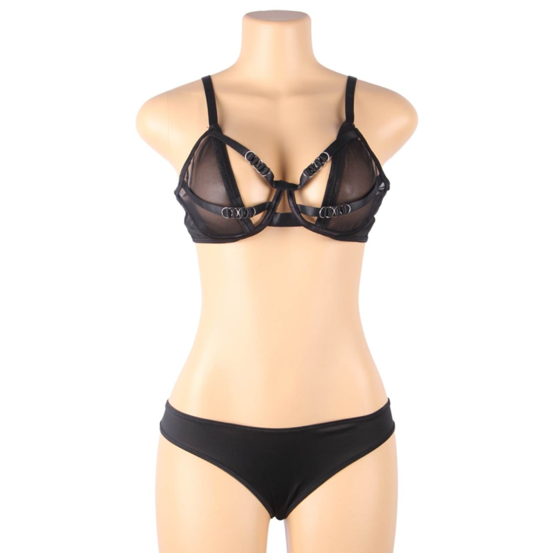 SUBBLIME - TWO PIECE SET OF STRAPPY SHEER BRA S/M