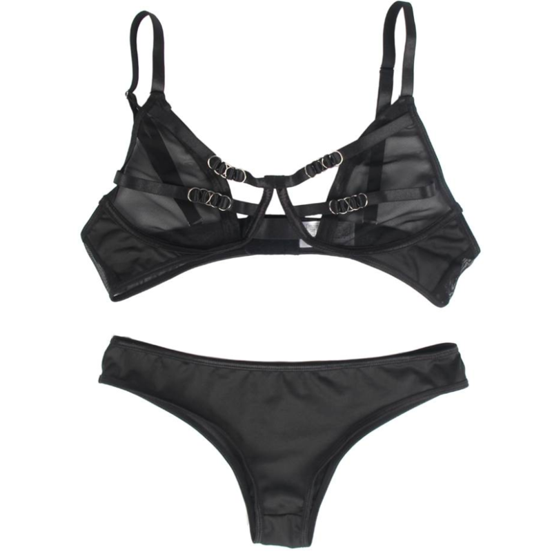 SUBBLIME - TWO PIECE SET OF STRAPPY SHEER BRA S/M