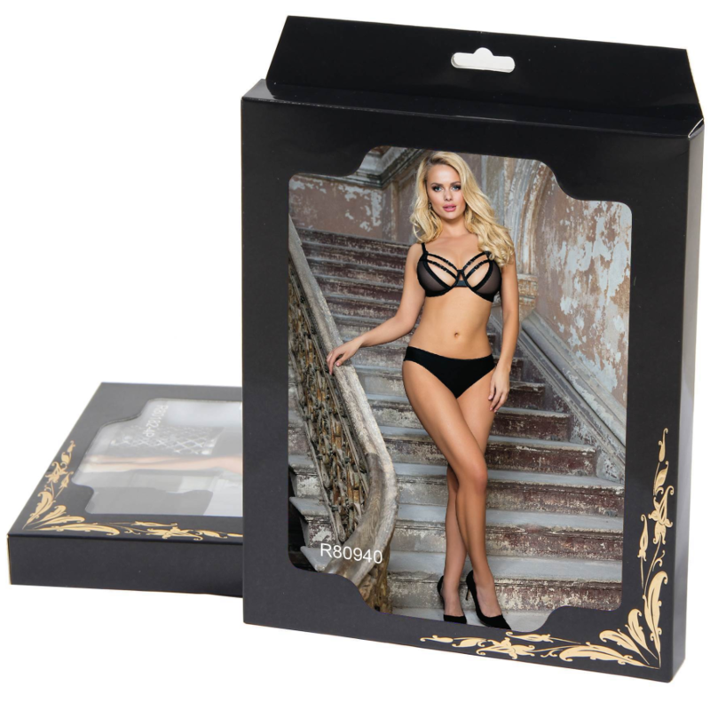 SUBBLIME - TWO PIECE SET OF STRAPPY SHEER BRA S/M