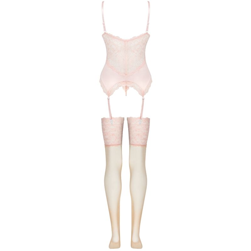 LIVCO CORSETTI FASHION - PERSINNE PEACH CORSET + PANTIES + STOCKINGS SET