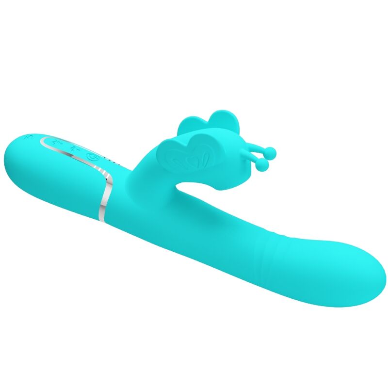 PRETTY LOVE - 4 IN 1 MULTIFUNCTION RABBIT VIBRATOR BUTTERFLY AQUA GREEN