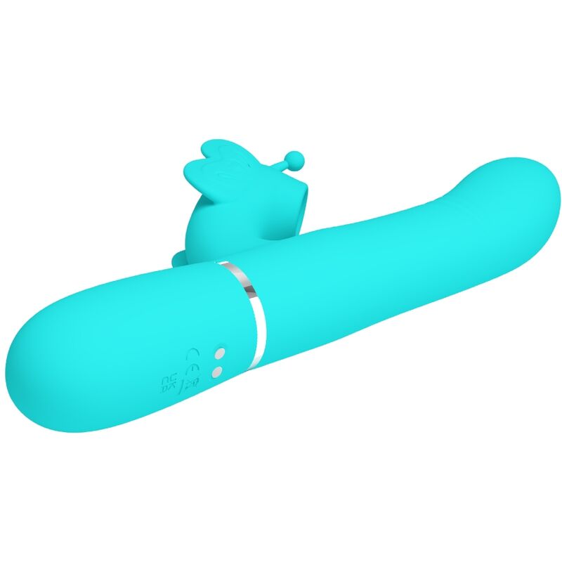 PRETTY LOVE - 4 IN 1 MULTIFUNCTION RABBIT VIBRATOR BUTTERFLY AQUA GREEN