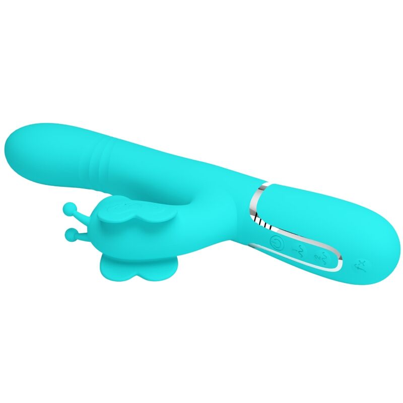 PRETTY LOVE - 4 IN 1 MULTIFUNCTION RABBIT VIBRATOR BUTTERFLY AQUA GREEN