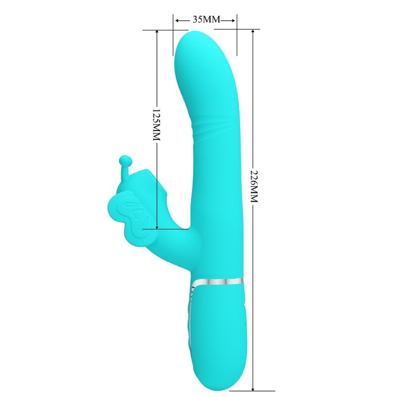 PRETTY LOVE - 4 IN 1 MULTIFUNCTION RABBIT VIBRATOR BUTTERFLY AQUA GREEN