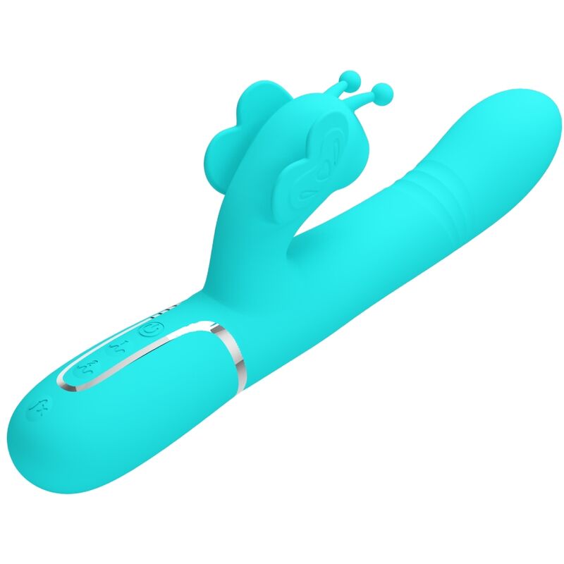 PRETTY LOVE - 4 IN 1 MULTIFUNCTION RABBIT VIBRATOR BUTTERFLY AQUA GREEN