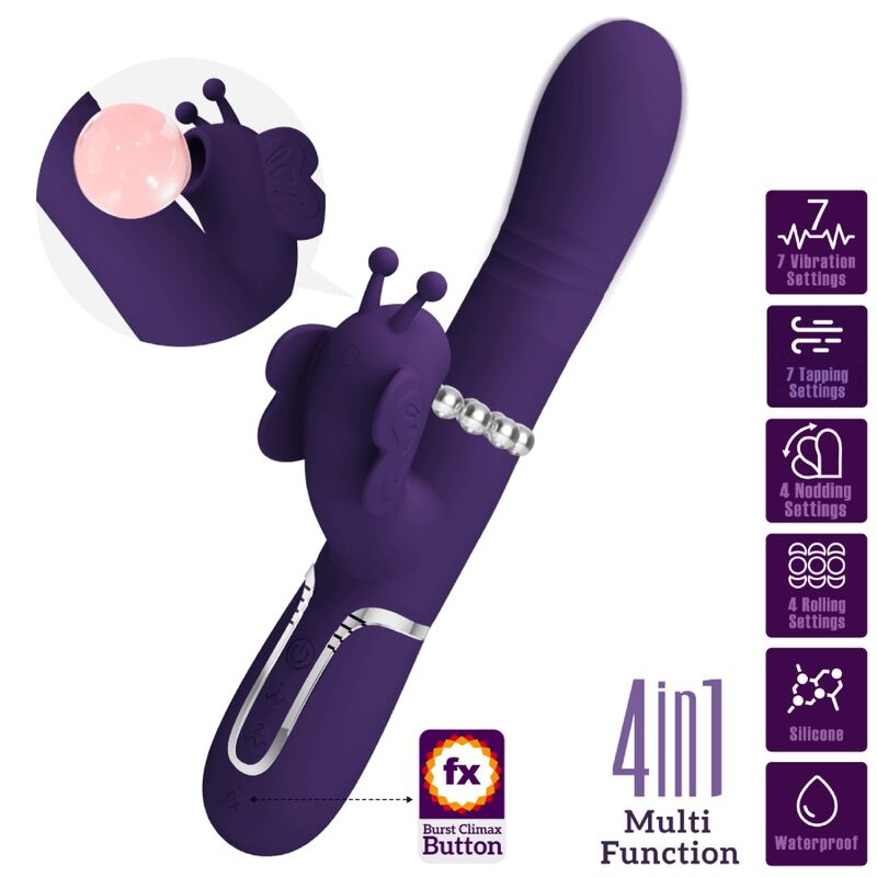 PRETTY LOVE - 4 IN 1 PURPLE BUTTERFLY MULTIFUNCTION RABBIT VIBRATOR