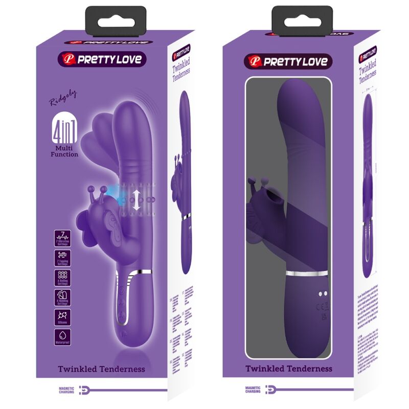 PRETTY LOVE - 4 IN 1 PURPLE BUTTERFLY MULTIFUNCTION RABBIT VIBRATOR