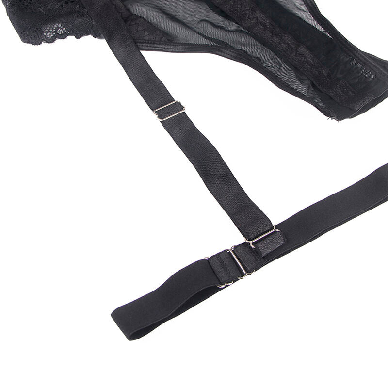 SUBBLIME - TEDDY WITH GARTER STRAPS AND CHEST DETAILS BLACK S/M