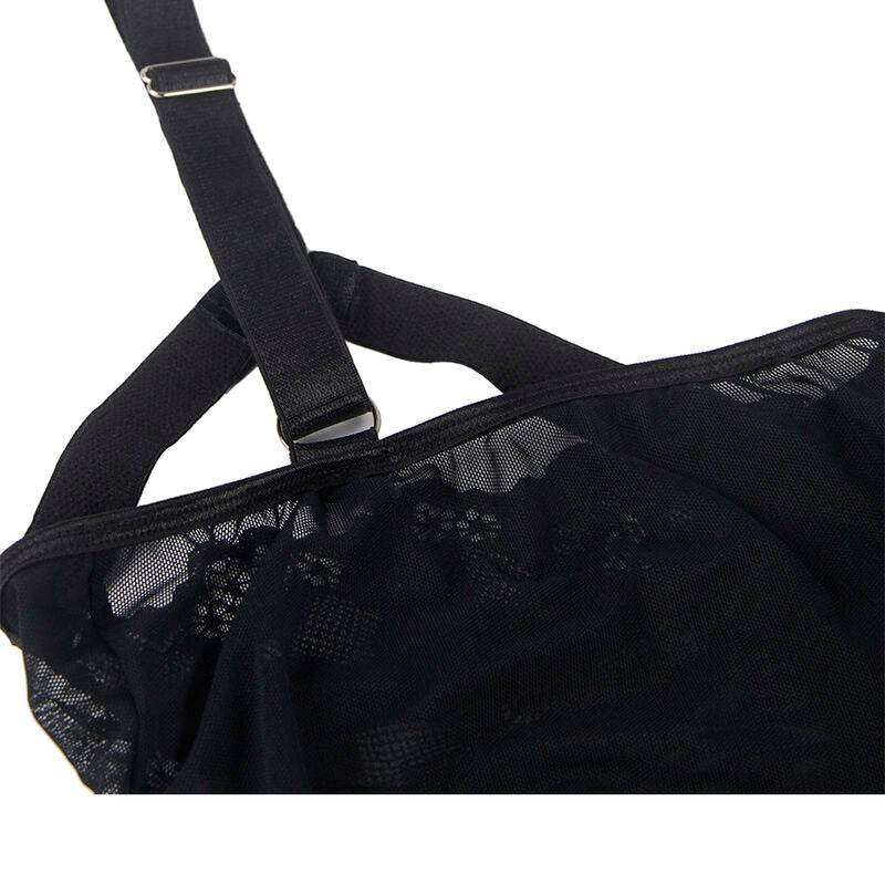 SUBBLIME - TEDDY WITH GARTER STRAPS AND CHEST DETAILS BLACK S/M
